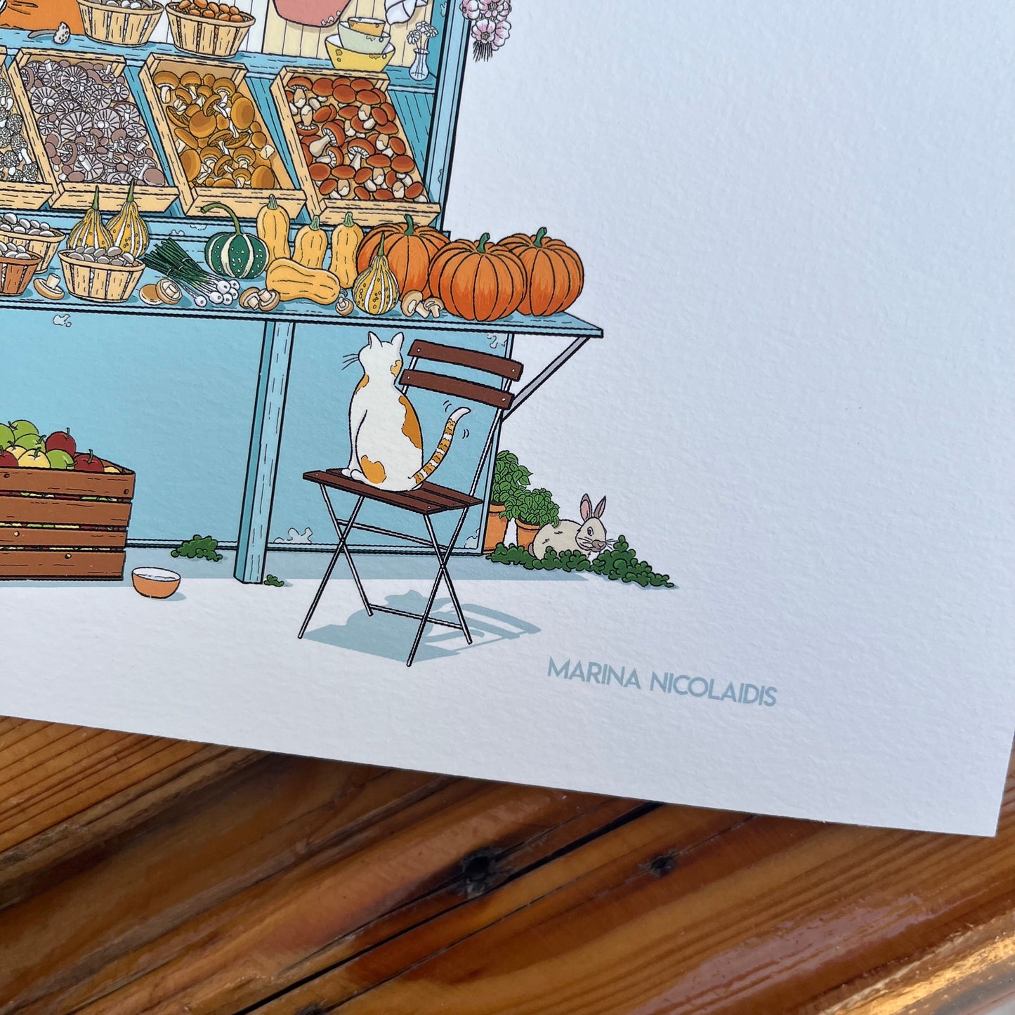 The mushrooms and pumpkins seller