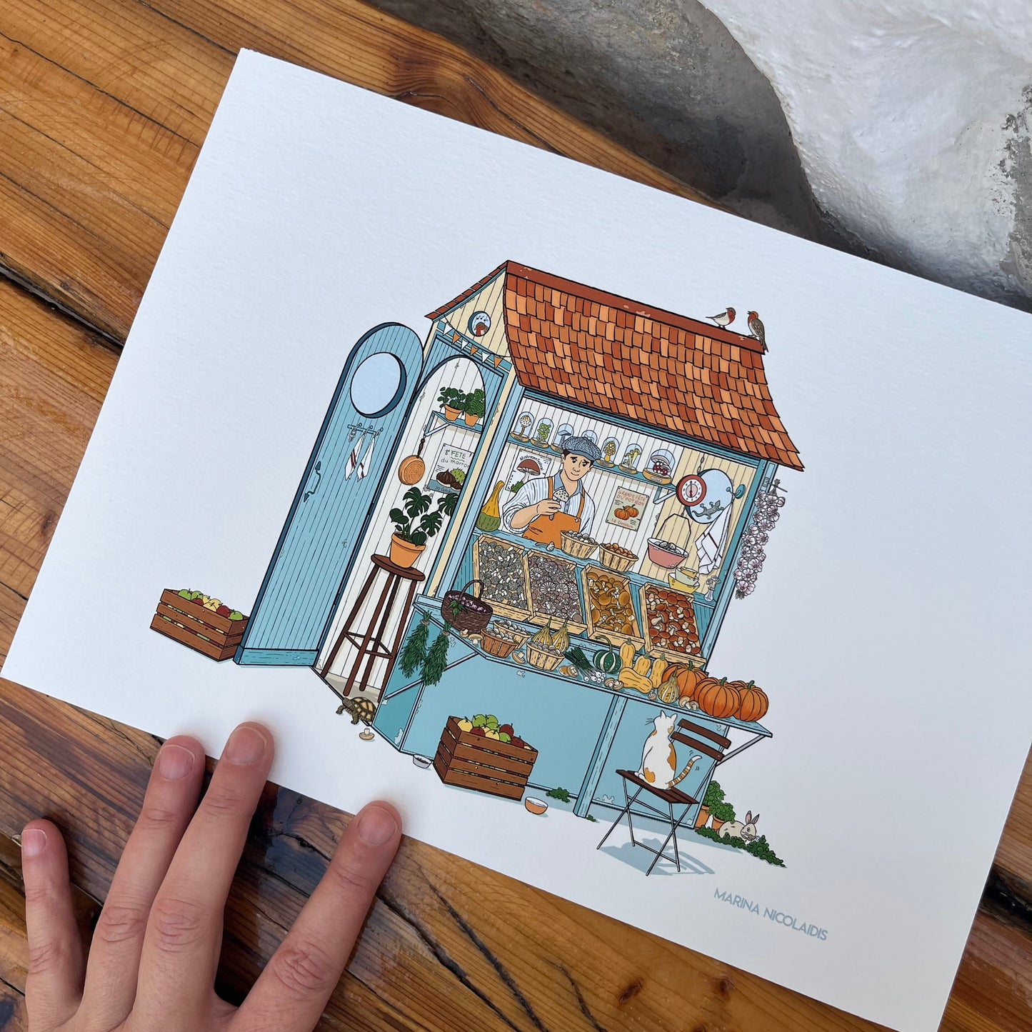 The mushrooms and pumpkins seller