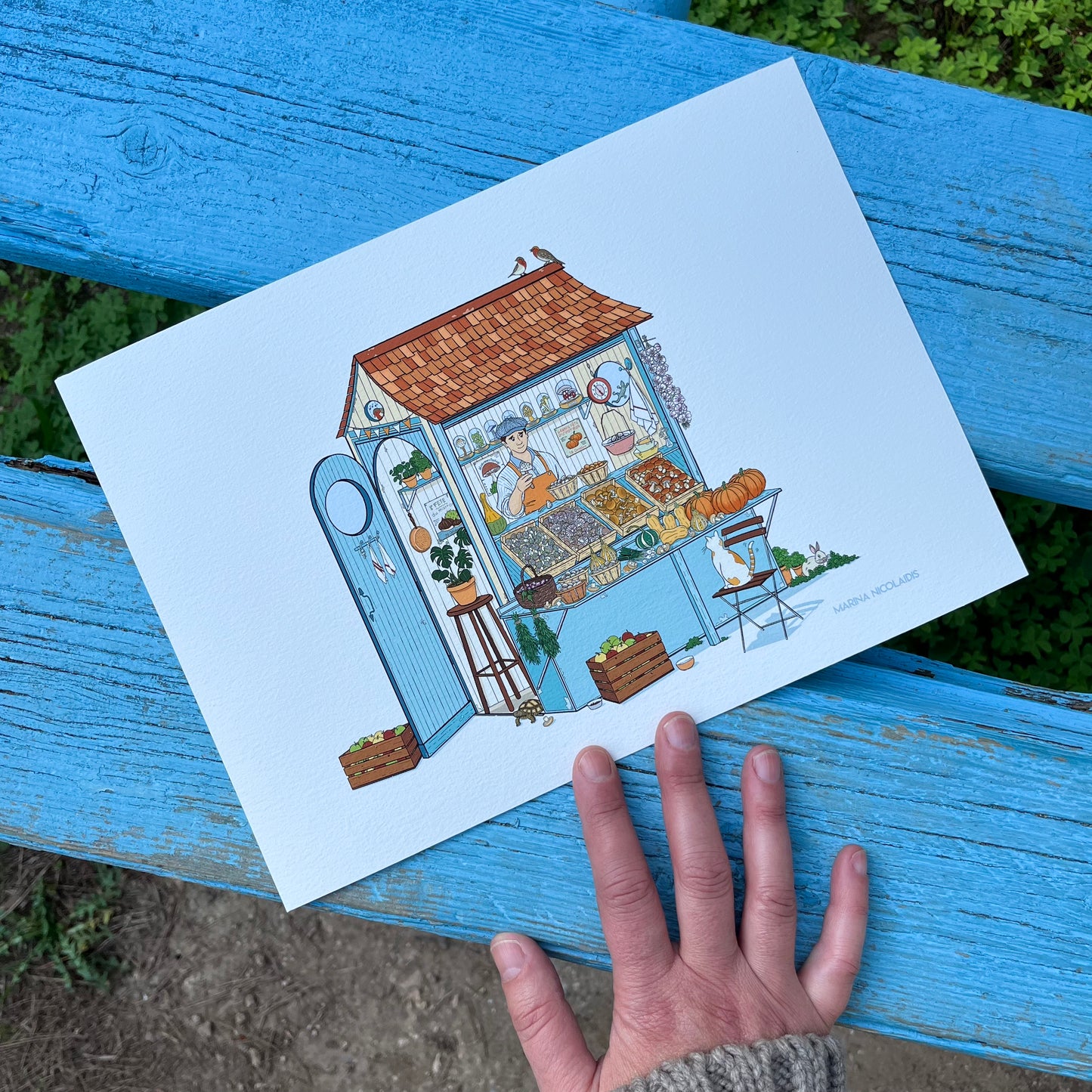 The mushrooms and pumpkins seller