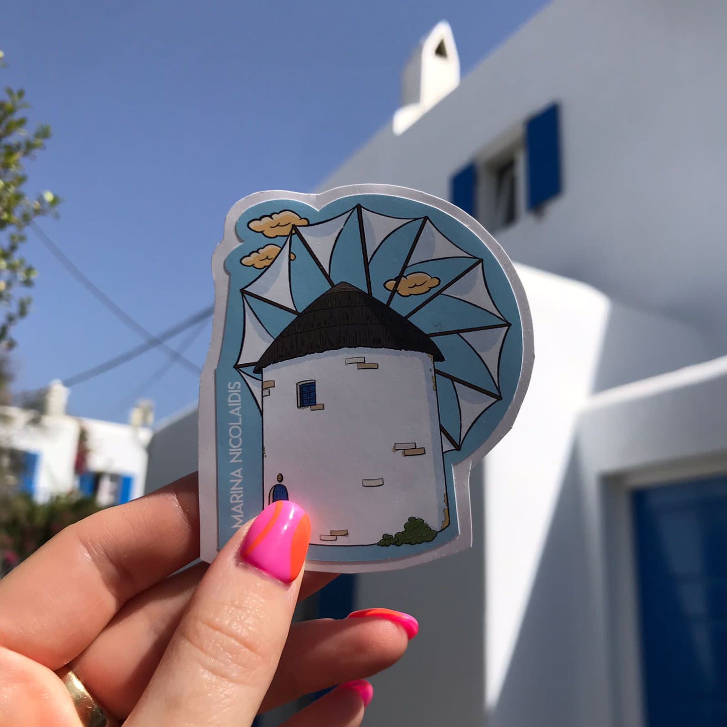 Greek windmill sticker