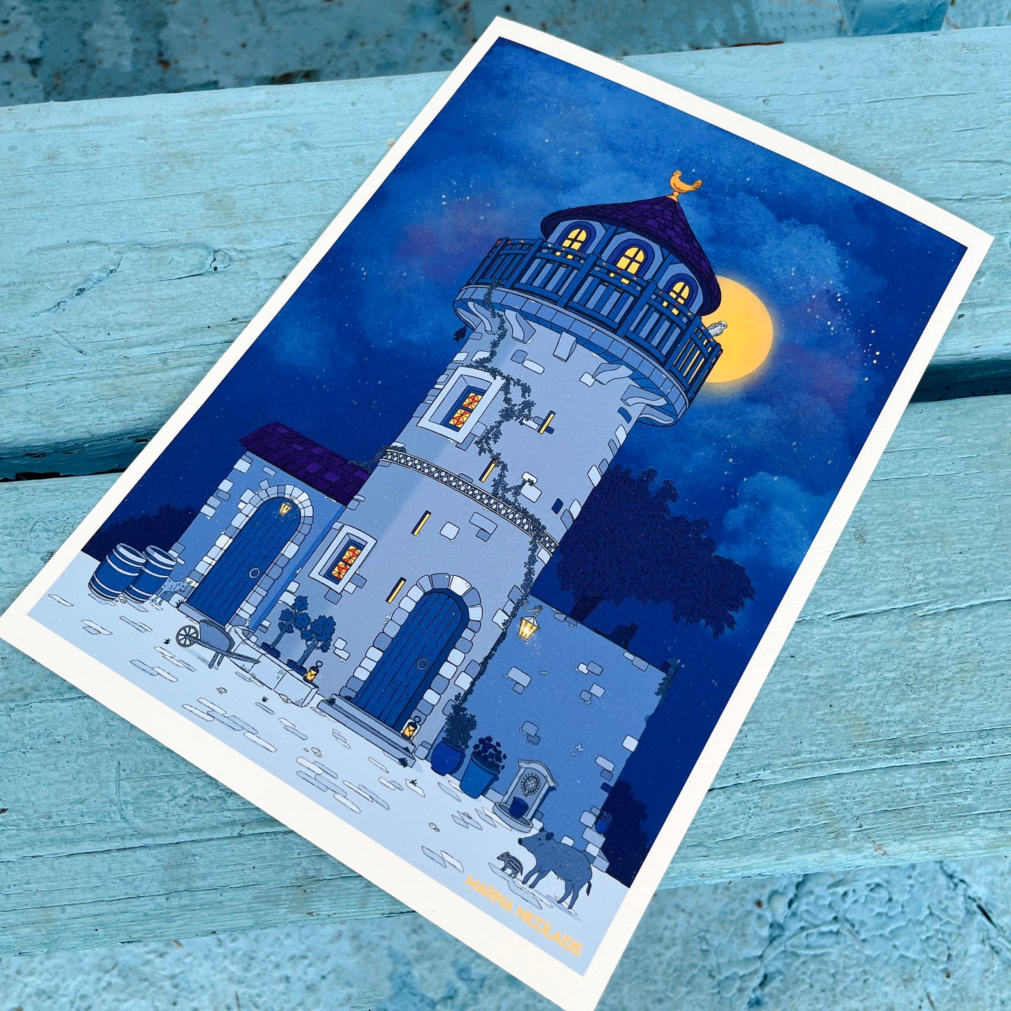 Night tower art print