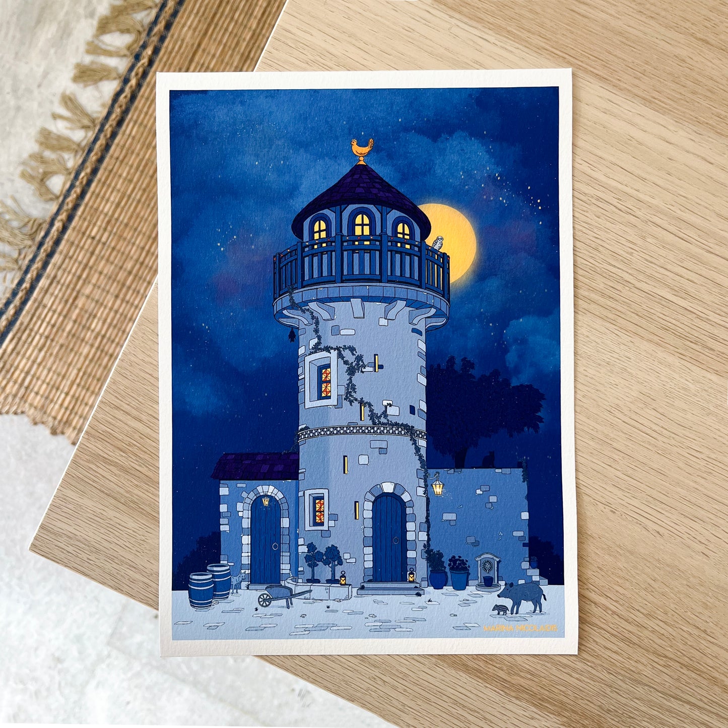 Night tower art print