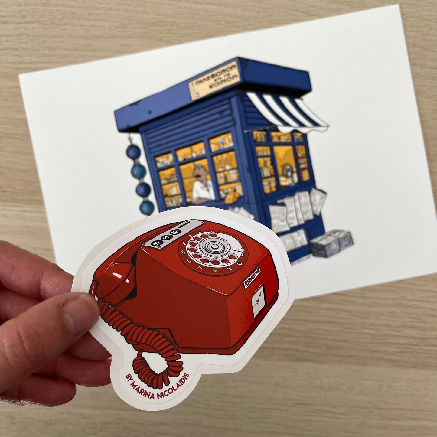 Coin red phone sticker