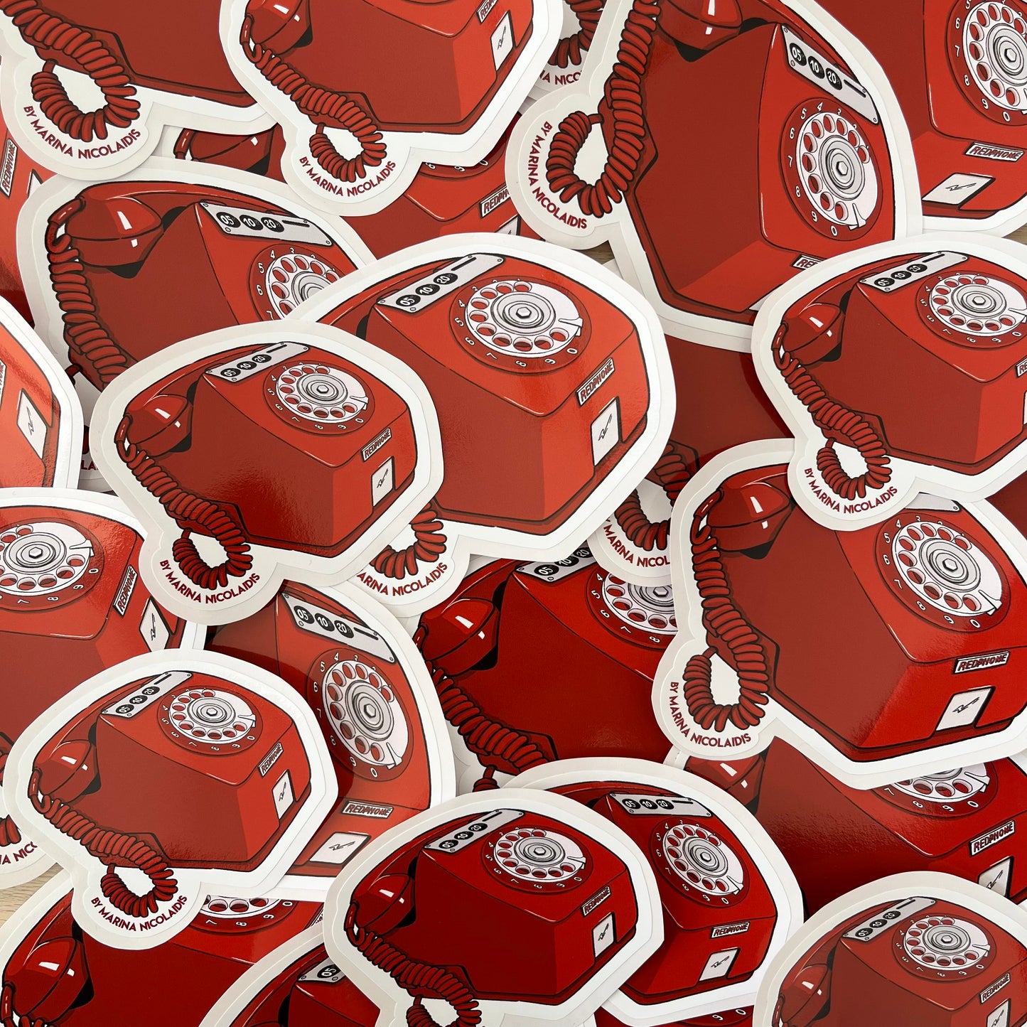 Coin red phone sticker