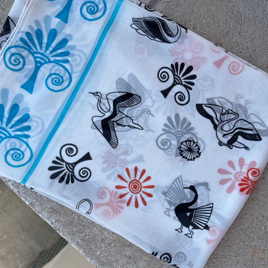 Greek silk pareo Swans