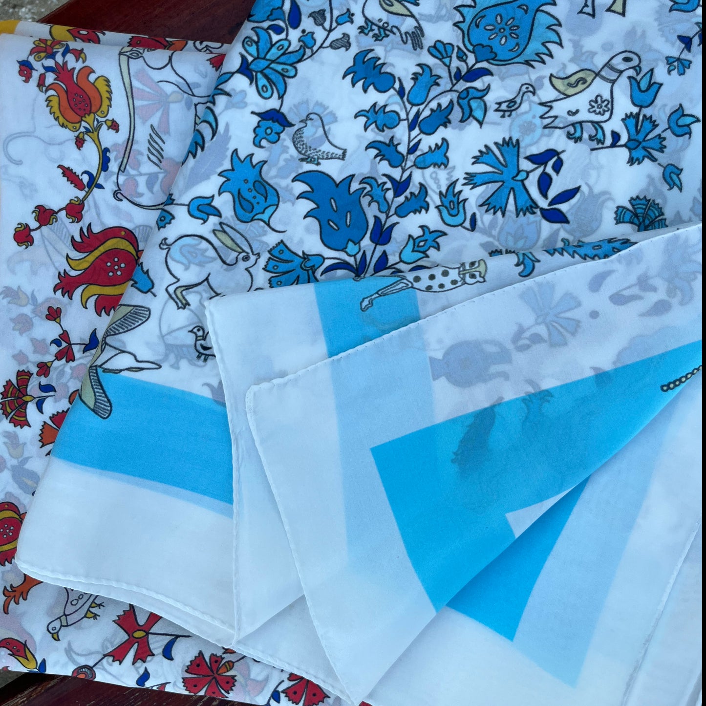 Long scarf shawl with traditional Greek animals and flowers
