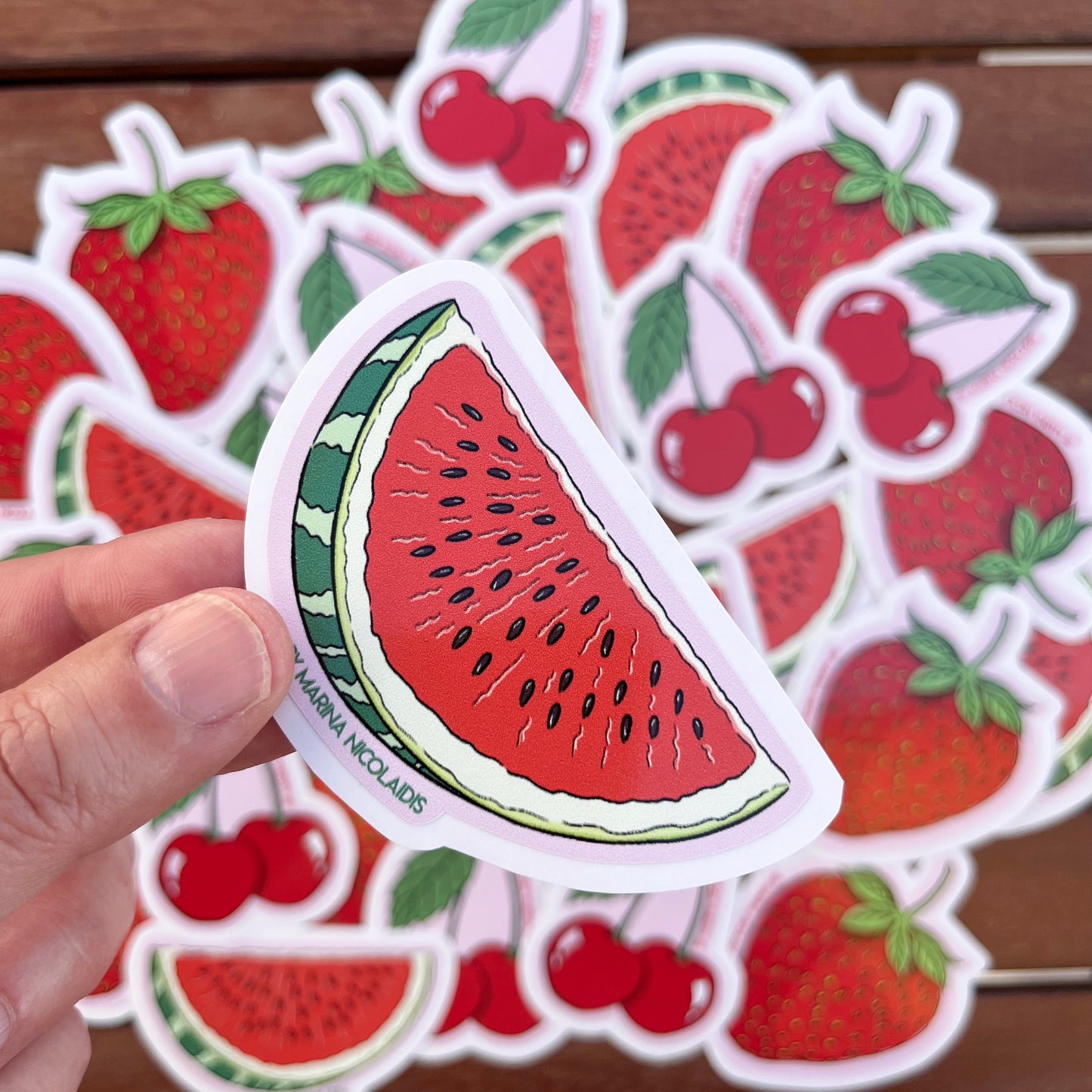 Strawberry, watermelon or cherry sticker