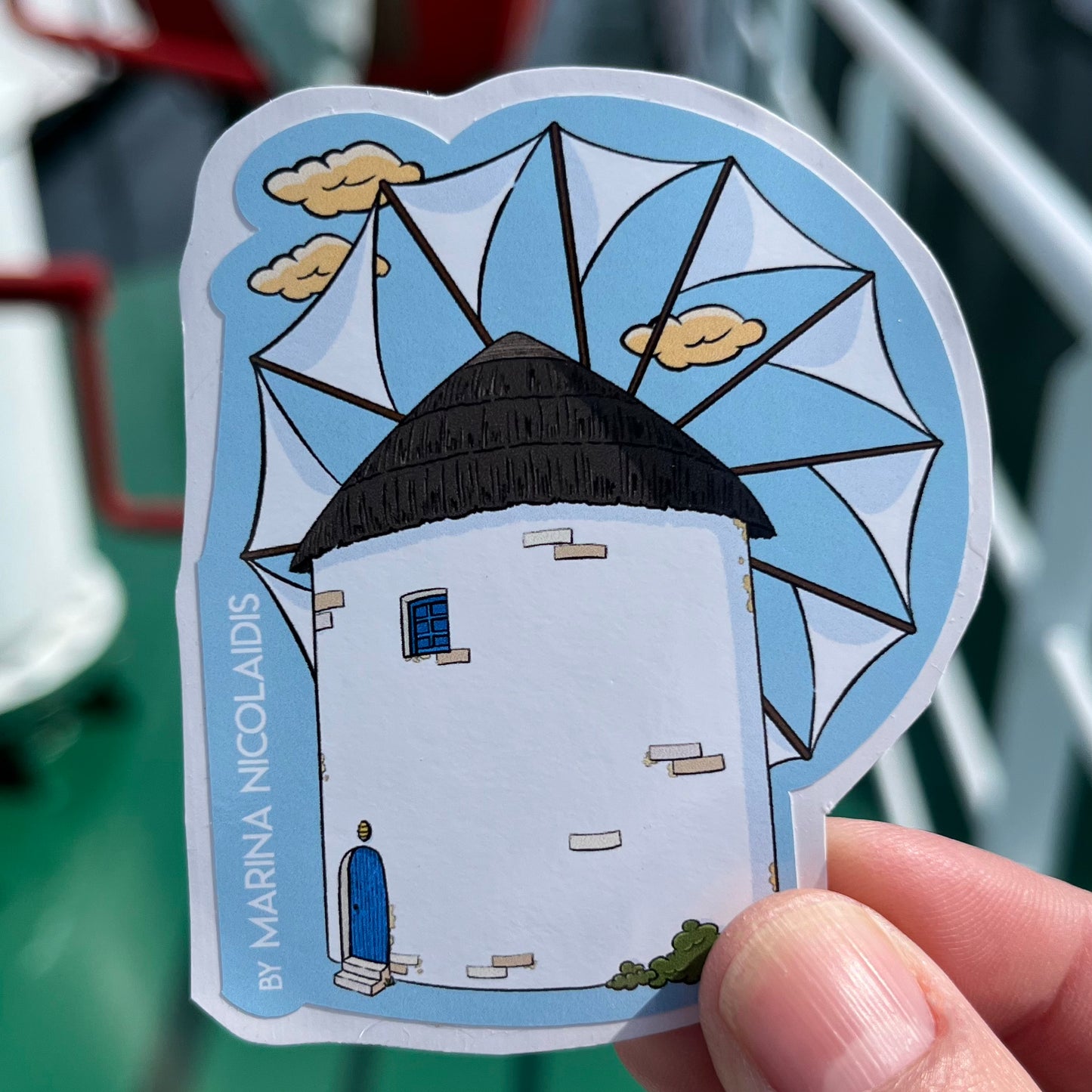 Greek windmill sticker