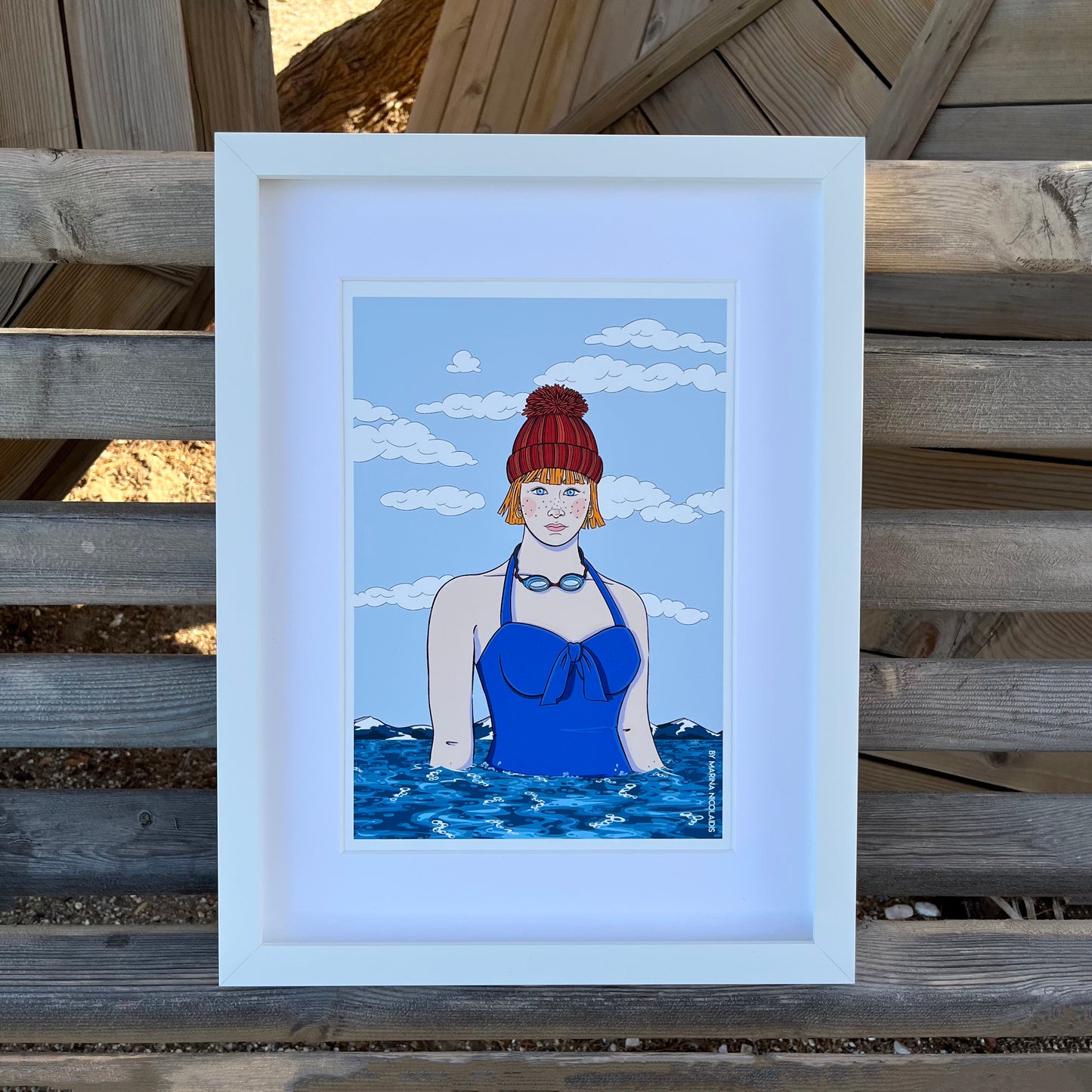 Winter swimmer art print