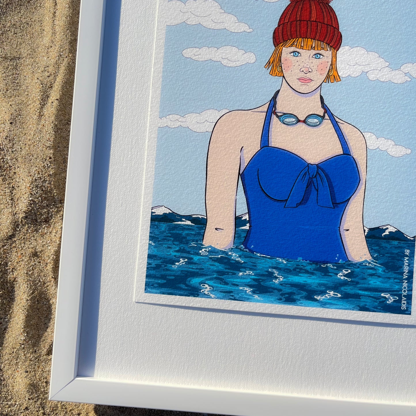 Winter swimmer art print