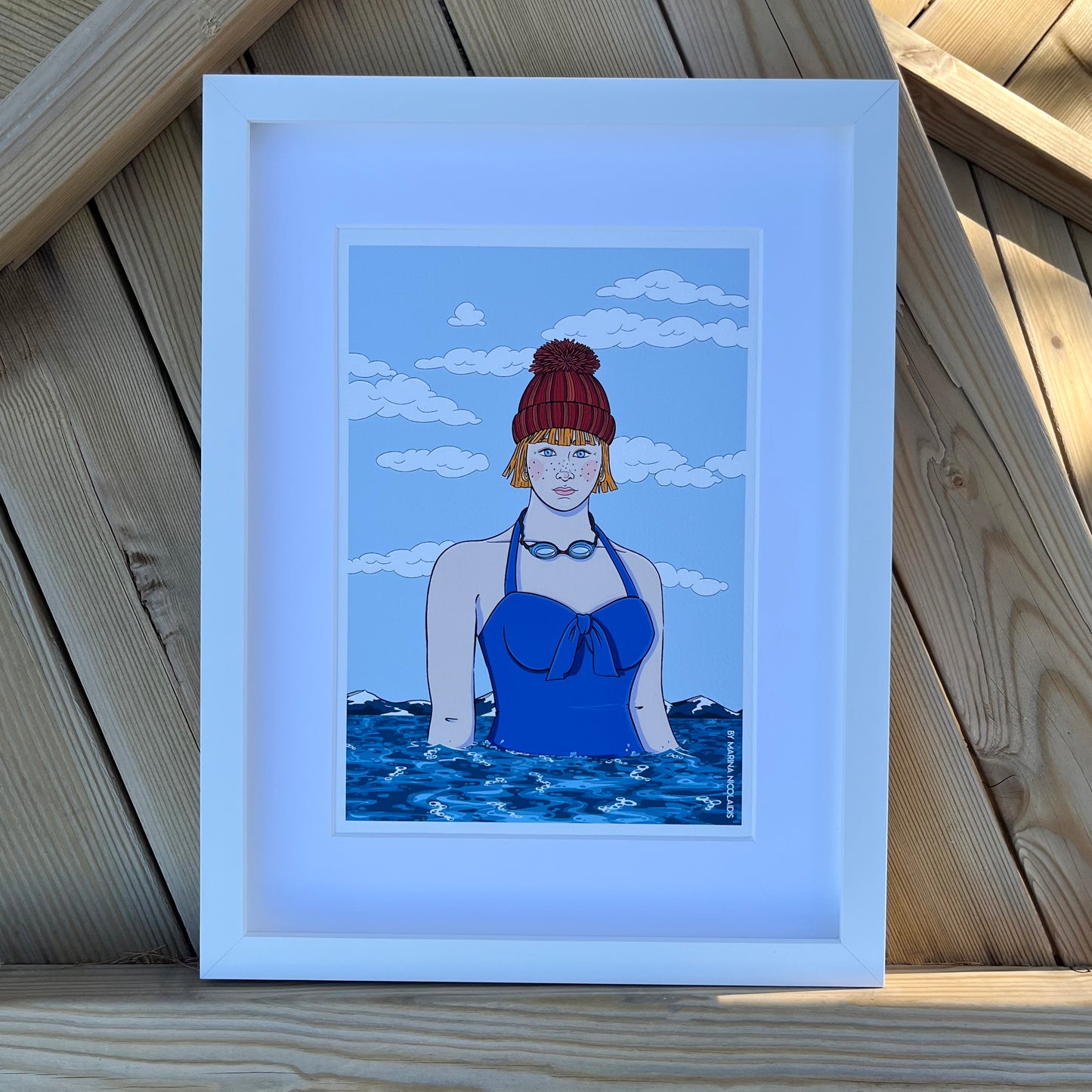 Winter swimmer art print